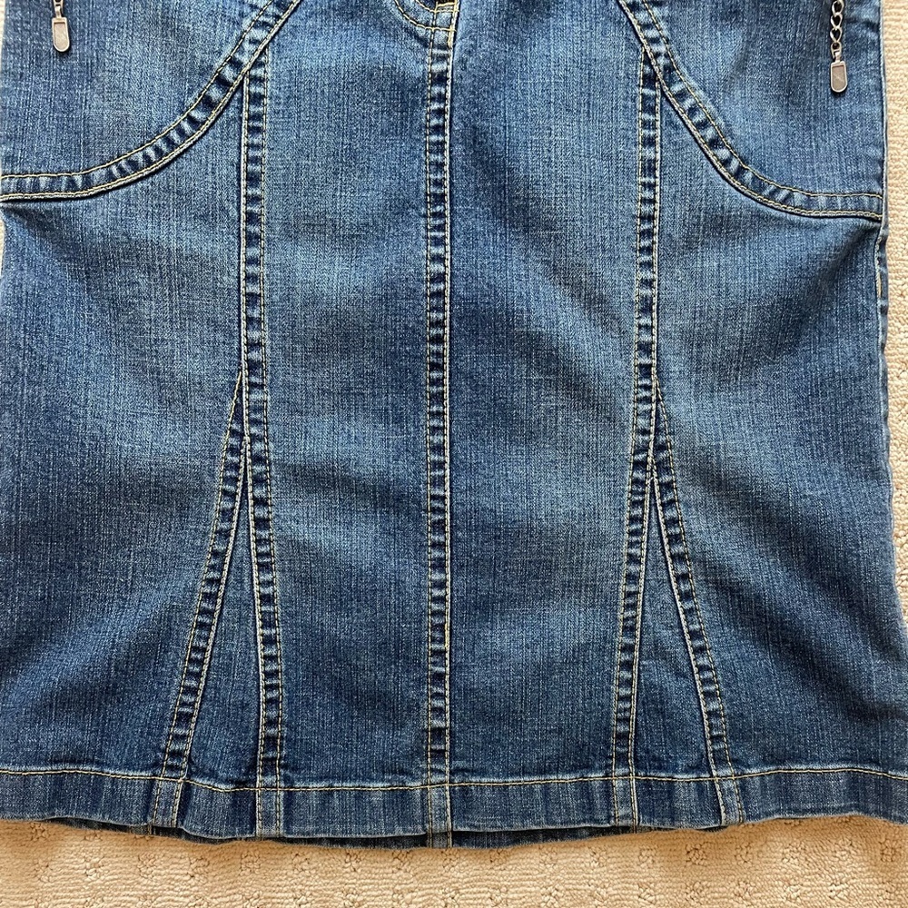 Y2K Trumpet Low Rise  Ann Taylor Loft‎ Denim Skirt Zipper Details  Sz 6 - Picture 3 of 14